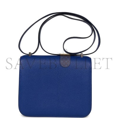HERMES CONSTANCE 18 BLEU ELECTRIC CHEVRE PALLADIUM HARDWARE (19*15*4cm)